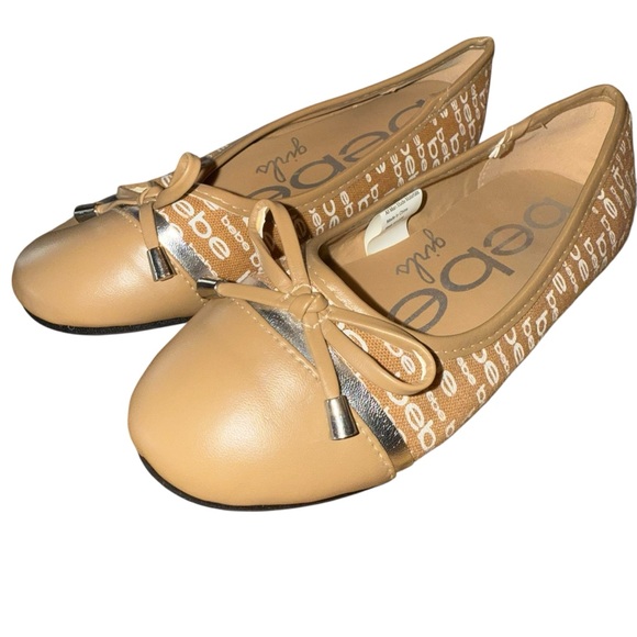 Bebe Girls Ballet Flats Shoes Toddler Girls Size 1 Tan New Never Worn Dressy - Picture 2 of 5